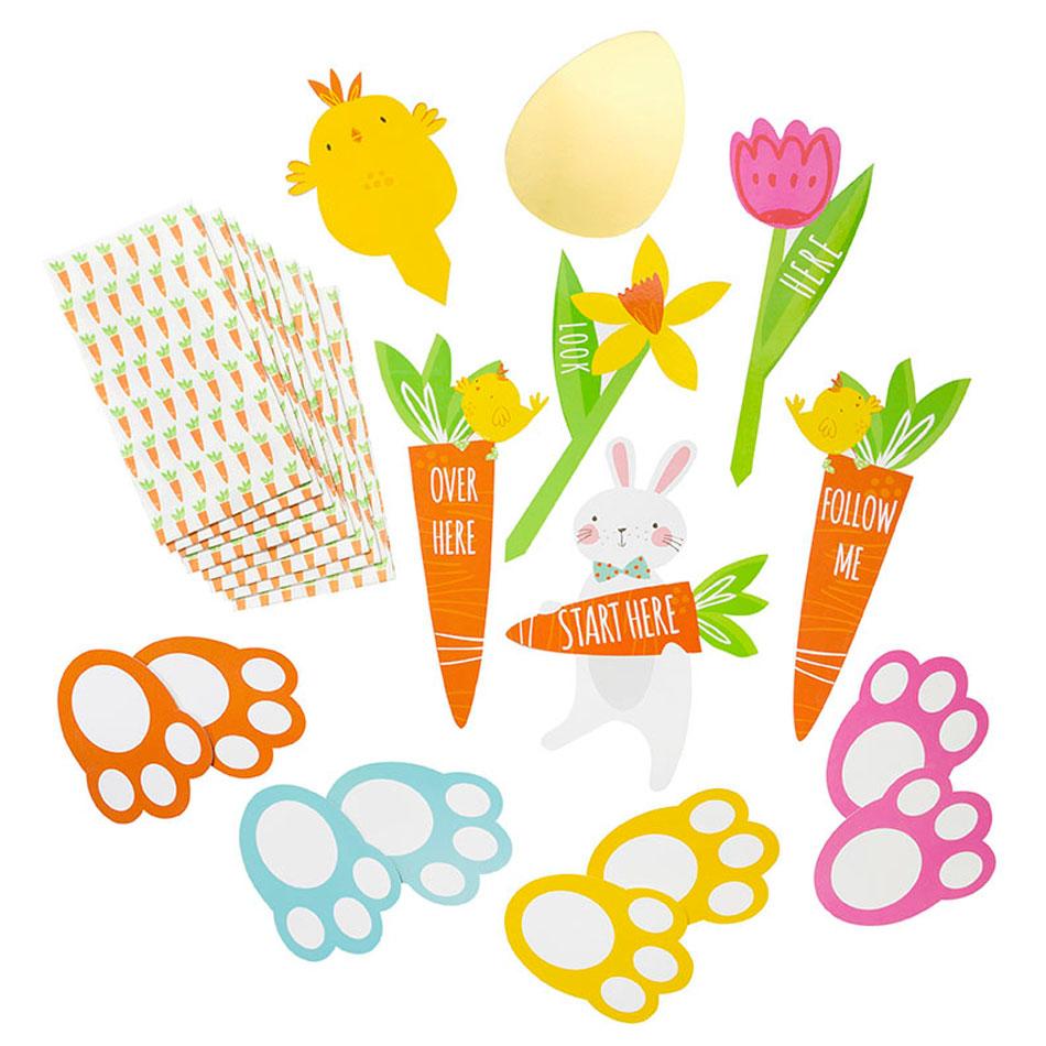 Contents of the Great Easter Egg Hunt Kit by Talking Tables which is available here at Karnival Costumes online Easter party shop