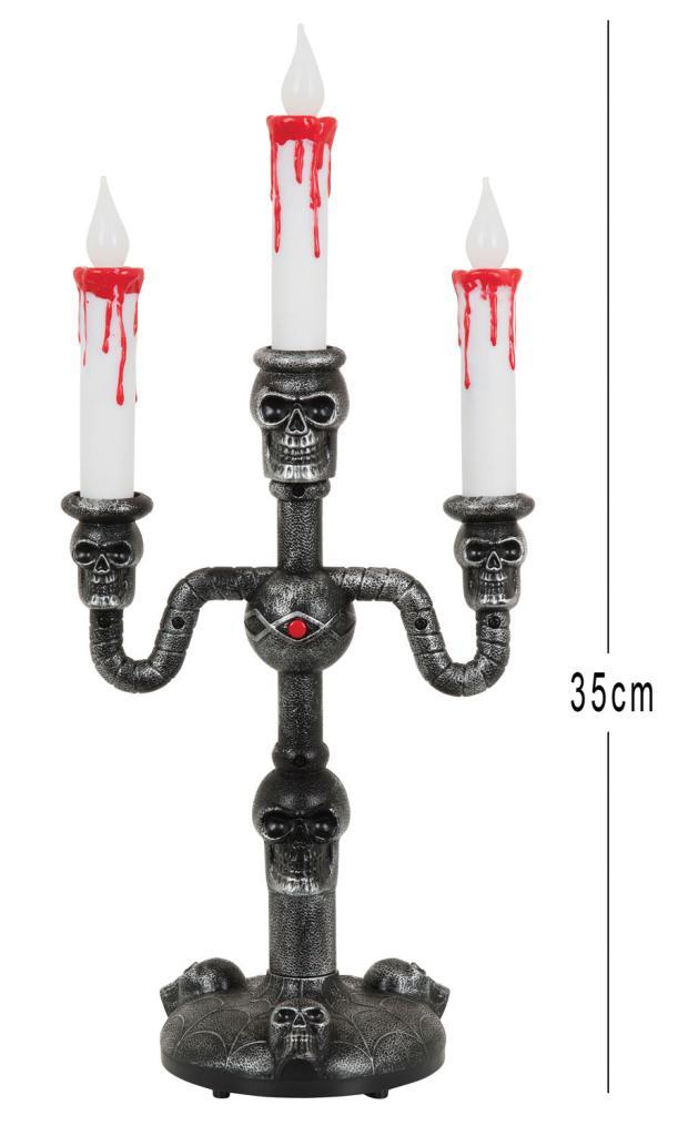 Halloween Skull Candelabra, battery operated (included) by Bristol Novelties HI329 is available here at Karnival Costumes massive online Halloween shop
