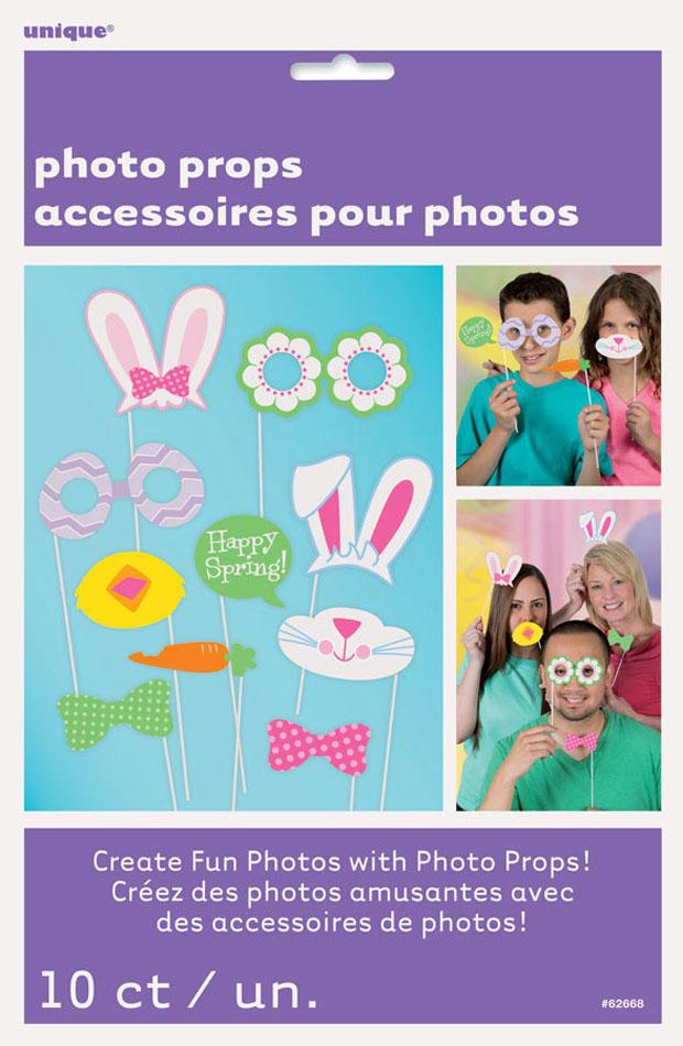Easter Party Photo Booth Kit comprising 10 elements by Unique 62668 available here at Karnival Costumes