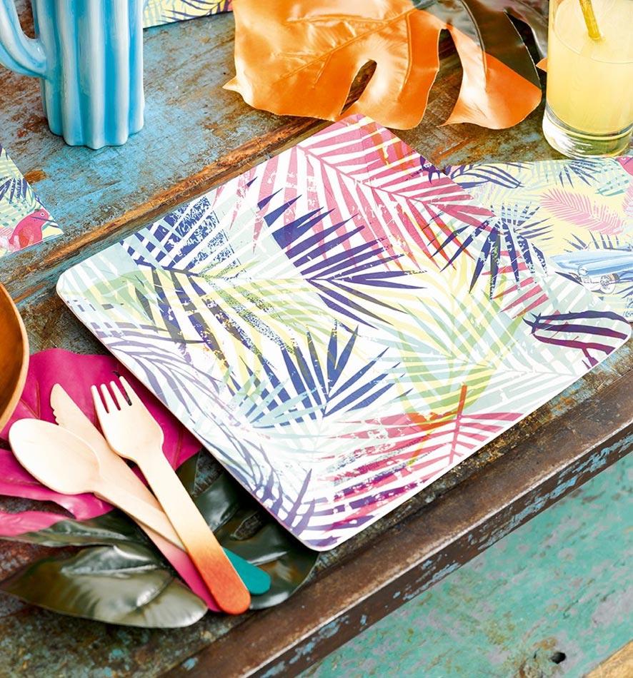 Decorative Cuban Fiesta deluxe disposable paper plates for a hint of tropical paradise at your BBQ or party by Talking Tables FST4-PLATE available here at Karnival Costumes online party shop