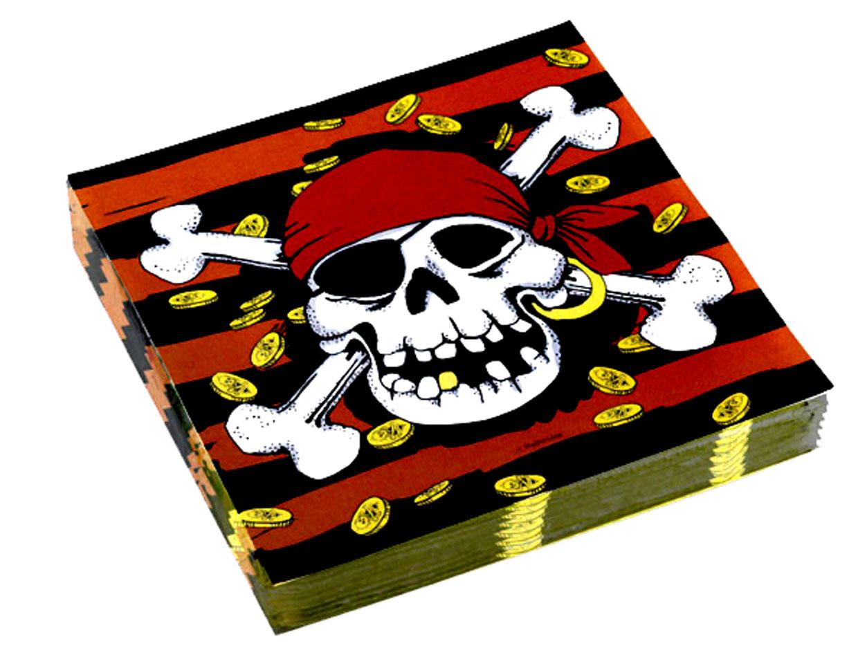 Jolly Roger Pirate Party Luncheon Napkins 33cm - 2ply pk16 by Amscan 551938 available here at Karnival Costumes online party shop