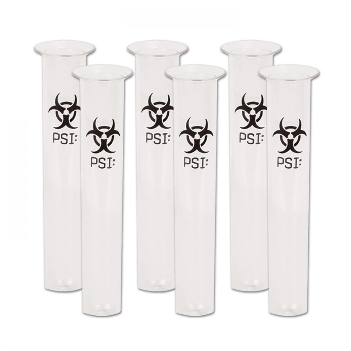 Pack of 6 PSI Test Tube Shot Glasses - capacity 2oz by Beistle 57097 available in the UK here at Karnival Costumes online party shop