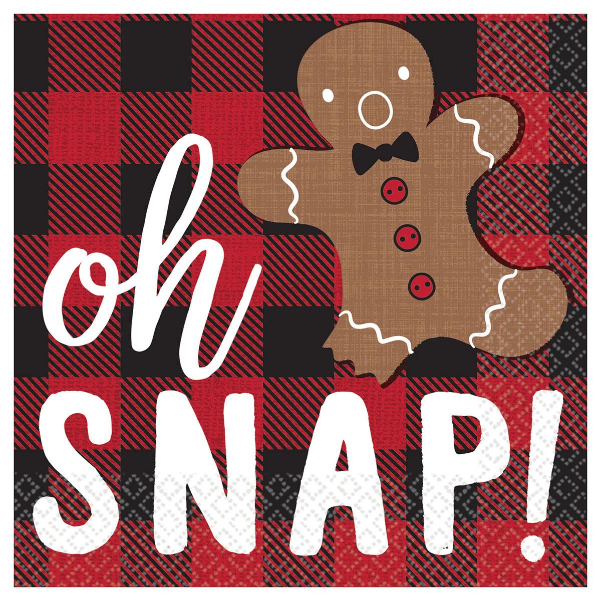 "Oh Snap" Christmas Cocktail or Beverage Napkin pk16 by Amscan 50777724 available here at Karnival Costumes online party shop