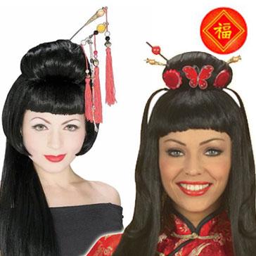 Chinese and oriental costume wigs for ladies available here at Karnival Costumes online party shop