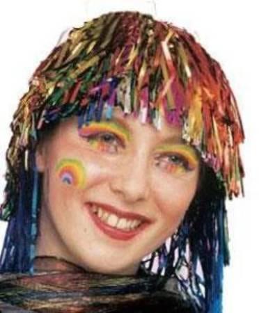 Metallic Milti-Colour Tinsel Wig by Pams of Gainsborough 1415131 available here at Karnival Costumes online party shop