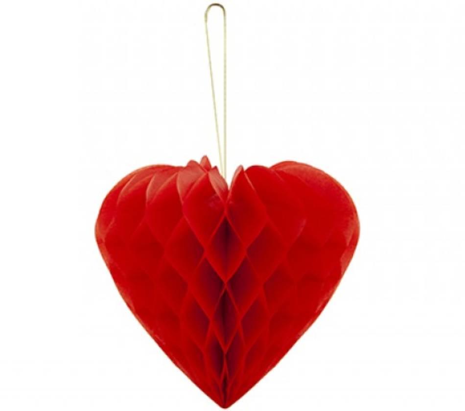 9" Hanging red honeycomb decoration by PMS 737091 available here at Karnival Costumes online party shop