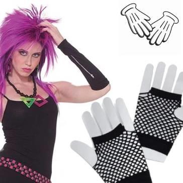 Punk costume gloves includes studded and fishnet gloves with skulls. Good selection available here at Karnival Costumes online party shop
