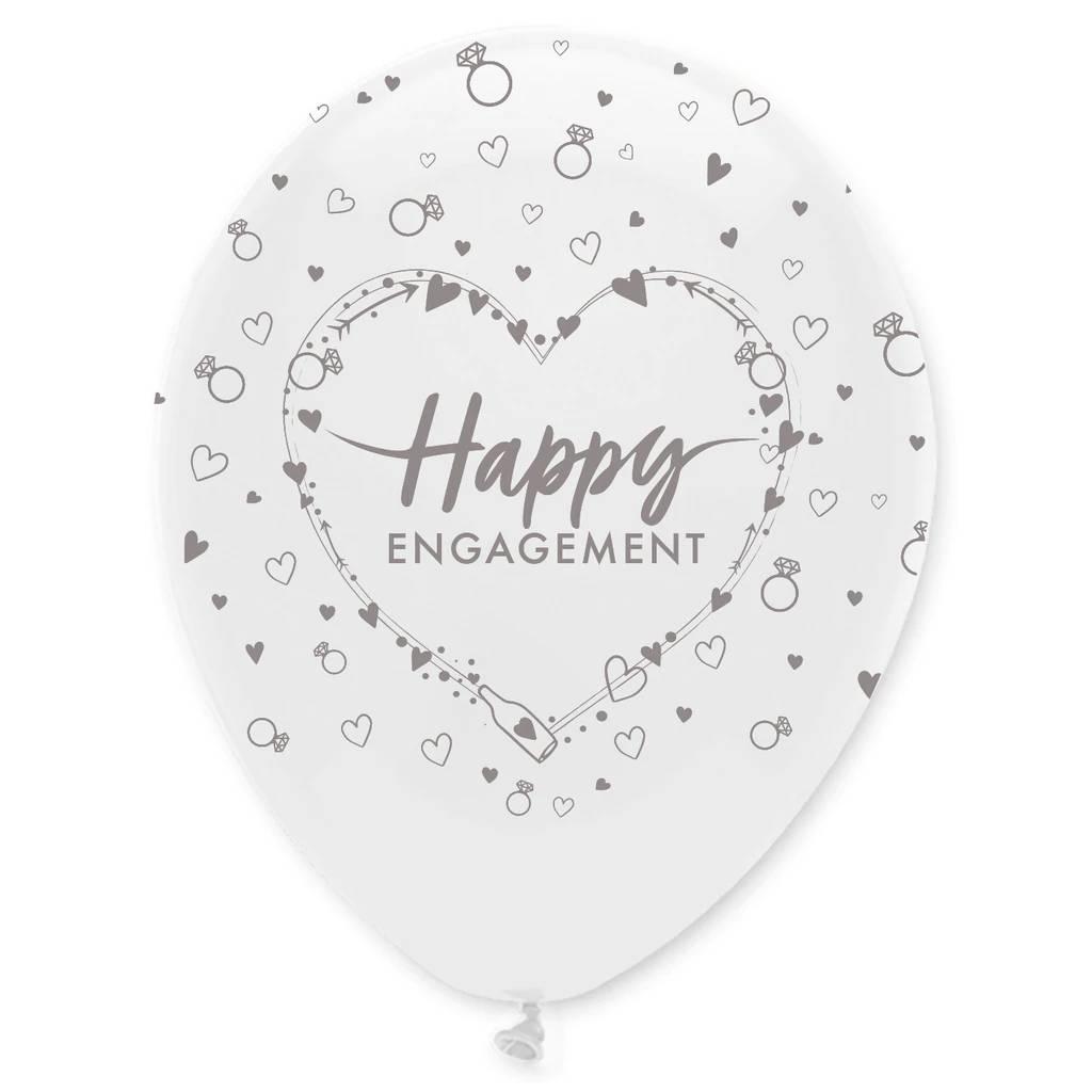Happy Engagement Latex Balloons Pearlescent All Round Print pk 6 by Creative Party RB336 available here at Karnival Costumes online party shop