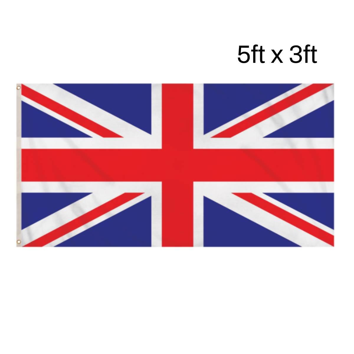 150cm x 90cm Union Jack Flag in polyester with metal eyelets by Henbrandt F77001 available here at Karnival Costumes online party shop