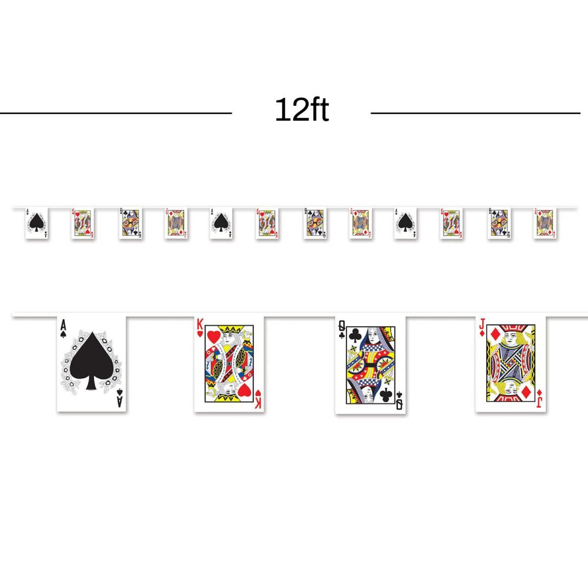 12ft x 7" Playing Card Pennant Banner by Beistle 54167 available here at Karnival Costumes online party shop