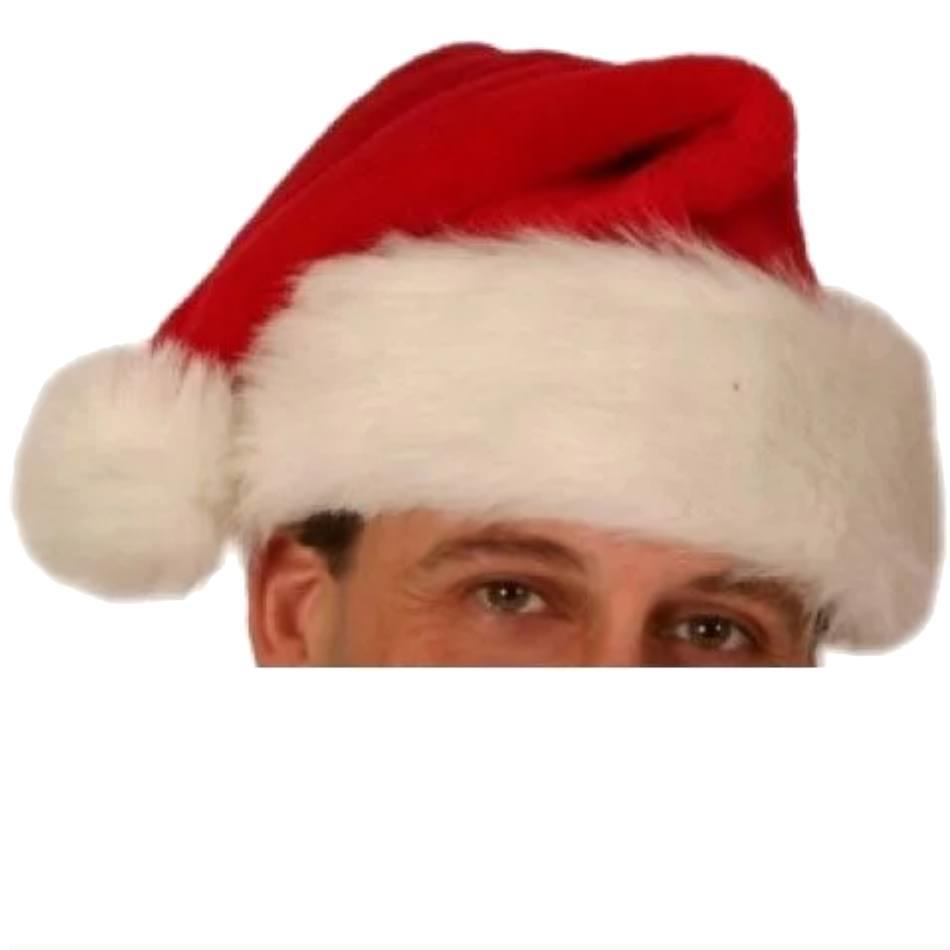Christmas Hats - Santa Hat in Red Plush with Fur Fabric Trim by Creative Collection H6626 available here at Karnival Costumes online party shop
