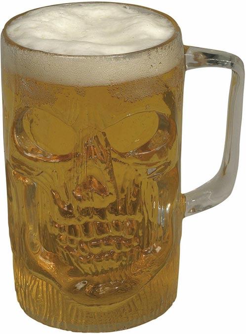 Halloween Clear Skull Beer Mug - Spooky Drinking Glasses