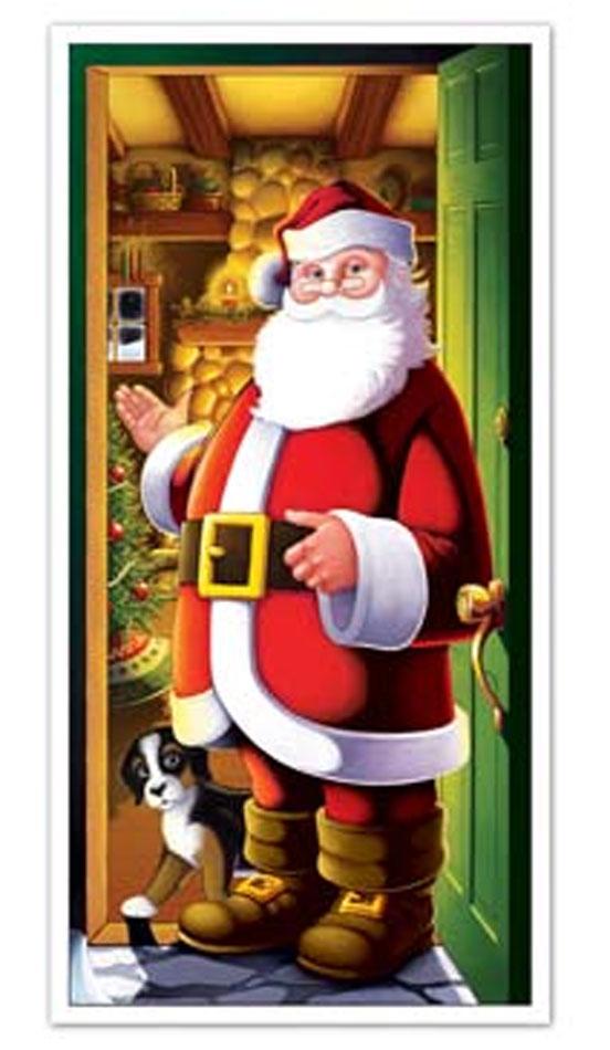 Christmas Santa Door Cover Decoration by Beistle measuring 30" x 60" ref: 20012 and available in the UK from Karnival Costumes