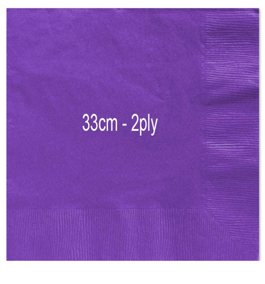 Pack of 50 Purple Luncheon Napkins in 2ply and 33cm size. By AM-61215-25 and available from Karnival Costumes