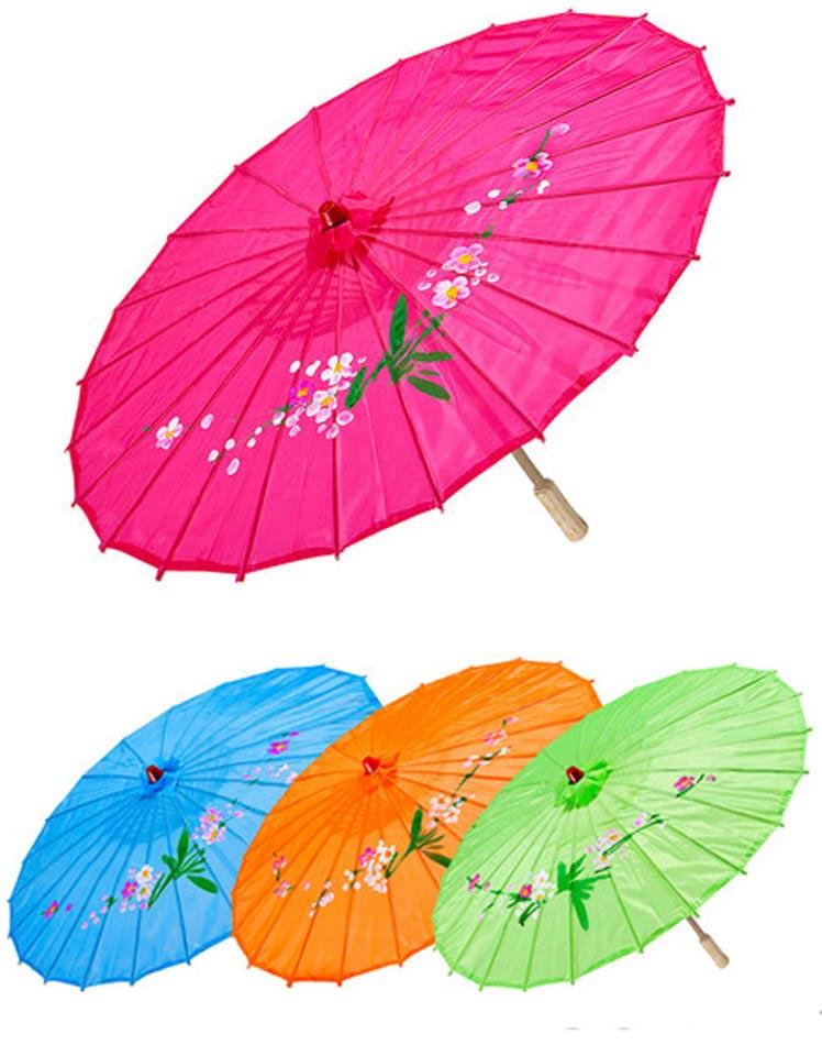 Silk Oriental Parasol Wooden Structure 76cm by Widmann 66781 in a variety of colours available here at Karnival Costumes online party shop