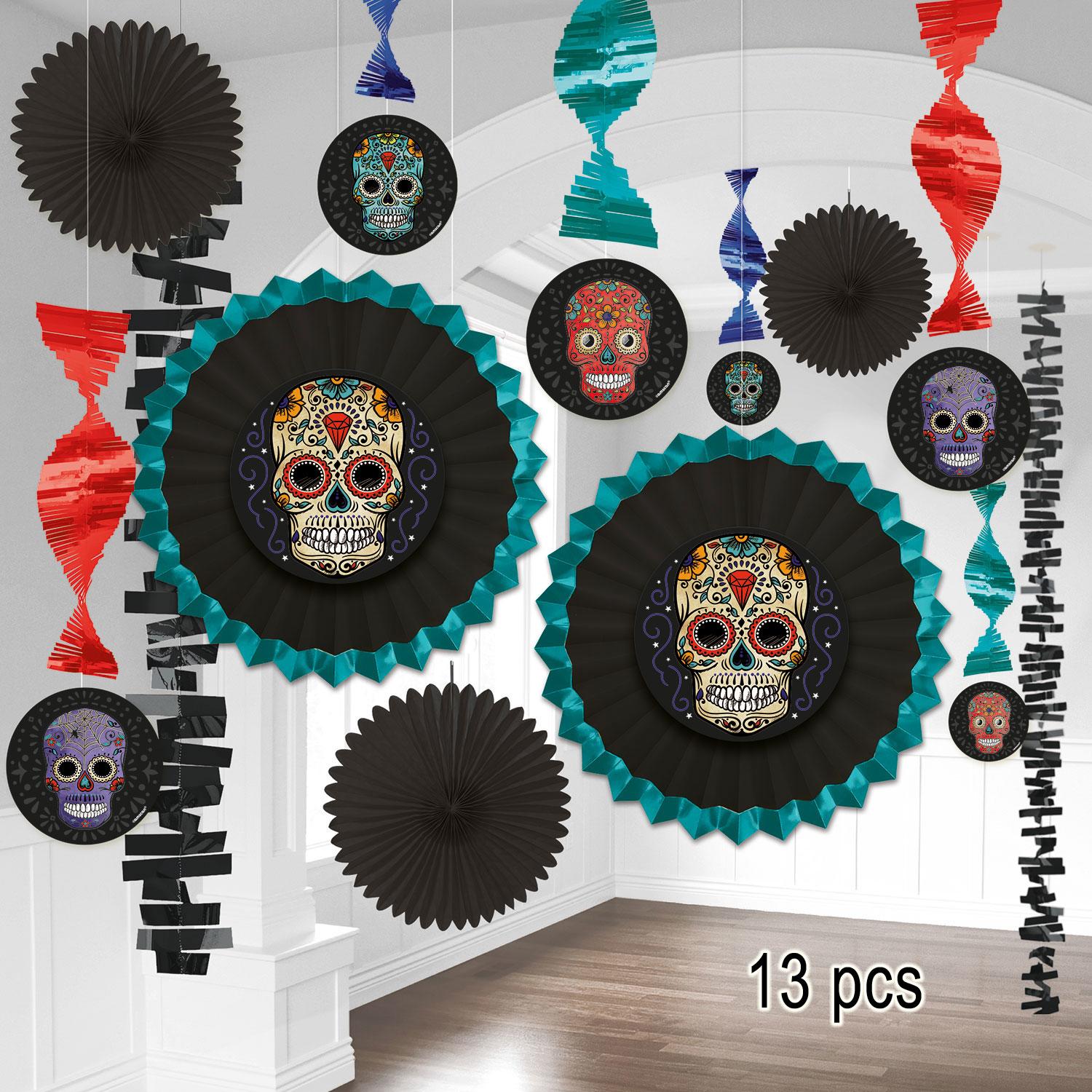 13 pce Day of the Dead Room Decorating Kit by Amscan 242921 available here at Karnival Costumes online party shop