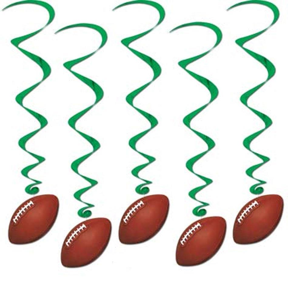 Pack of 5 American Football NFL Whirls 3' 4" in length by Beistle 50229 available in the UK here at Karnival Costumes online party shop