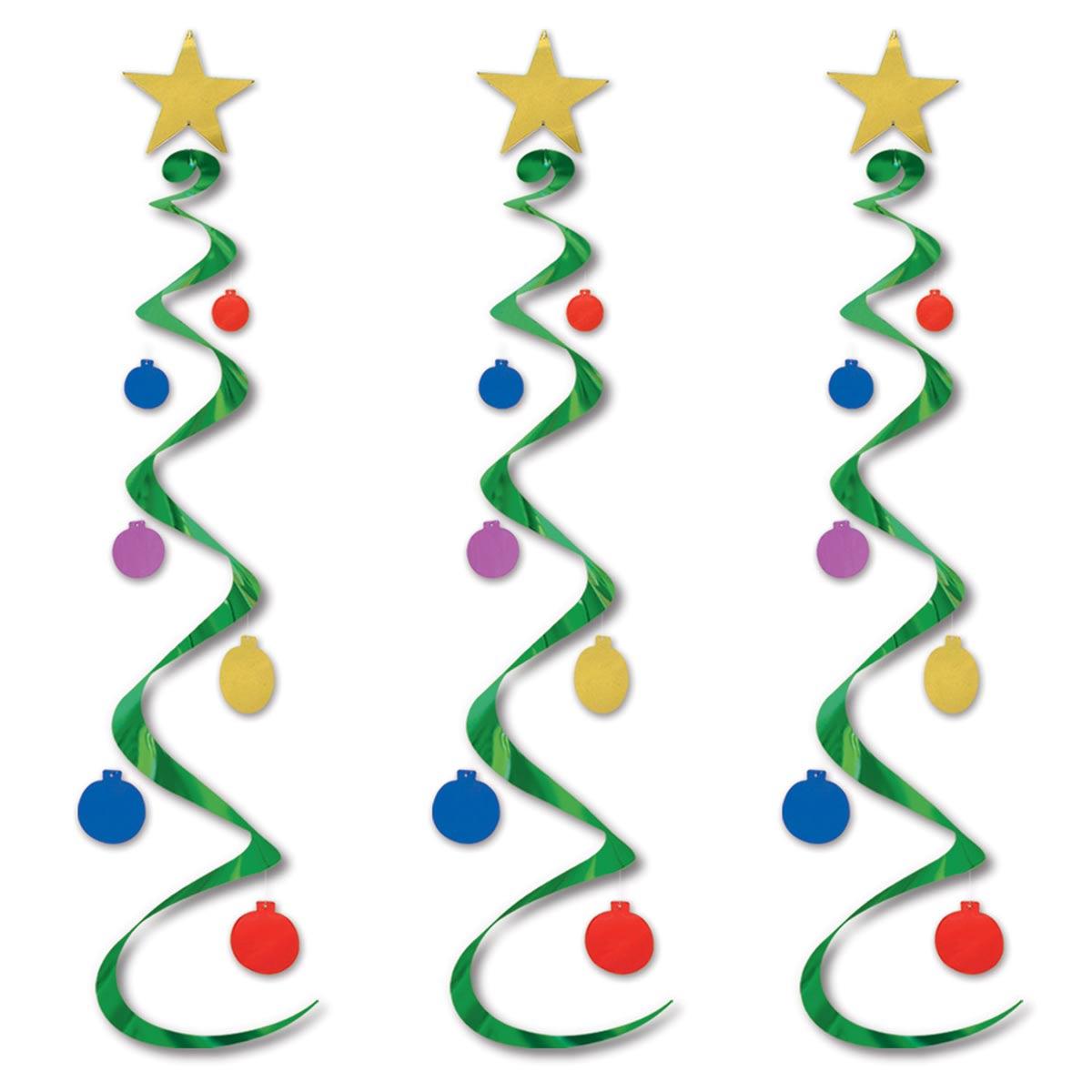 Pack of 3, 30" Christmas Tree Whirl Decorations by Beistle 20050 available here at Karnival Costumes online Christmas party shop