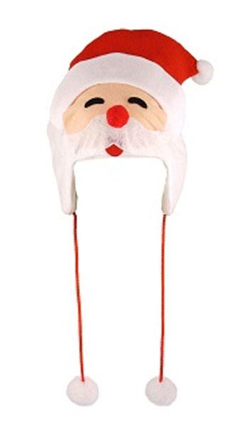 Christmas Character Hat with Pompoms - Santa Style by Henbrandt W57052 available here at Karnival Costumes online Christmas party shop