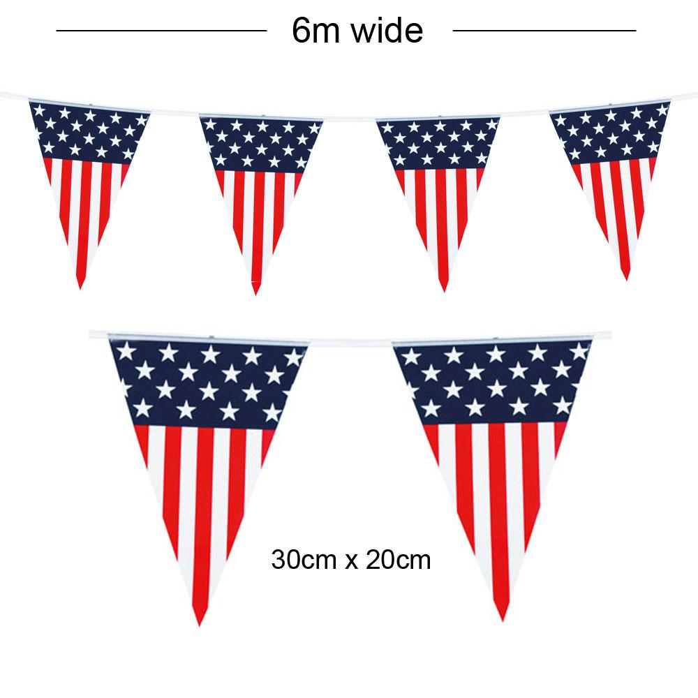 July 4th American Flag Stars and Stripes USA Pennant Flag Bunting 6m length 5916 available here at Karnival Costumes online party shop
