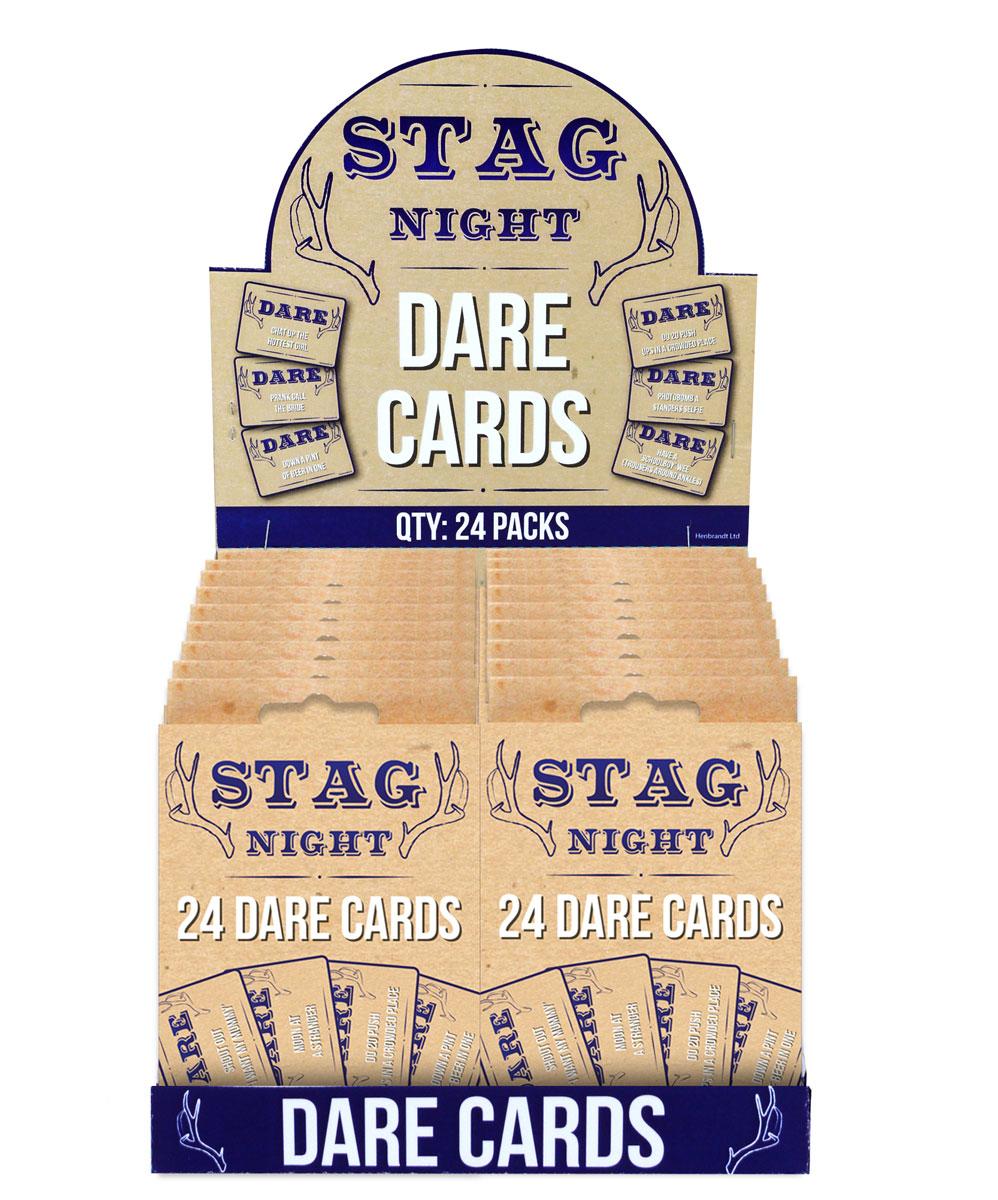 24 card pack of Stag Night Dare Cards by Henbrandt C51463 available here at Karnival Costumes online party shop