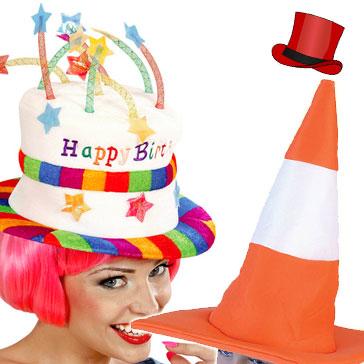 Range of comical and laugh out loud costume hats in a range of styles all available here at Karnival Costumes online party shop