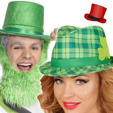 St Patrick's Day celebration hats for men and women. Great range including novelty Irish themed hats available here at Karnival Costumes online party shop