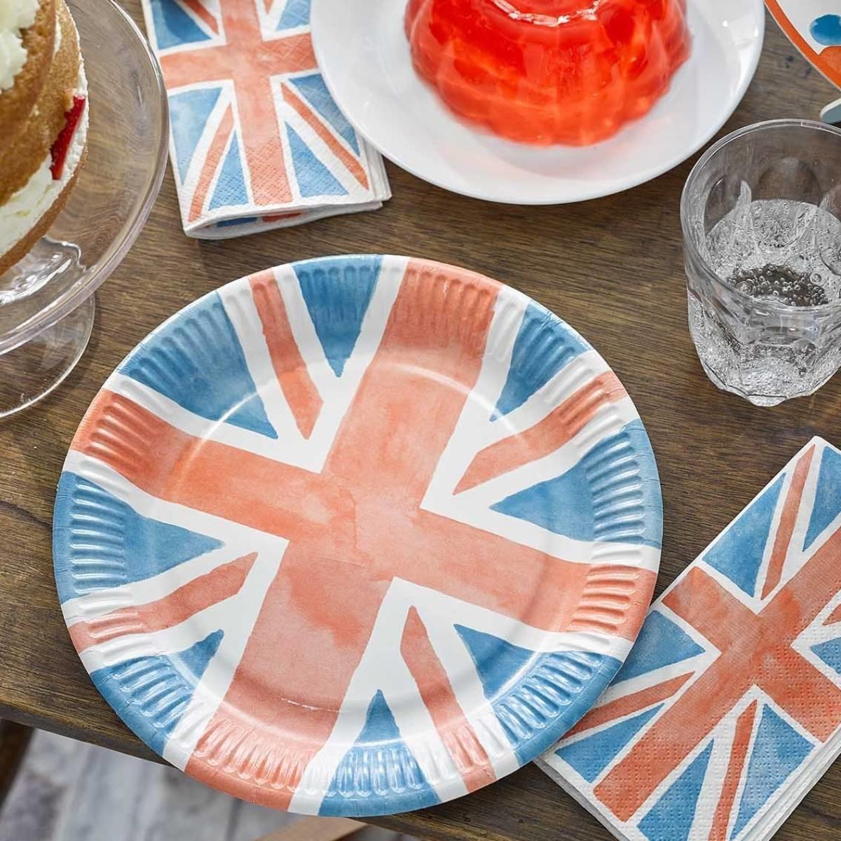 Patriotic Best of British 23cm Paper Plate by Talking Tables BRIT20-PLATE available here at Karnival Costumes online party shop