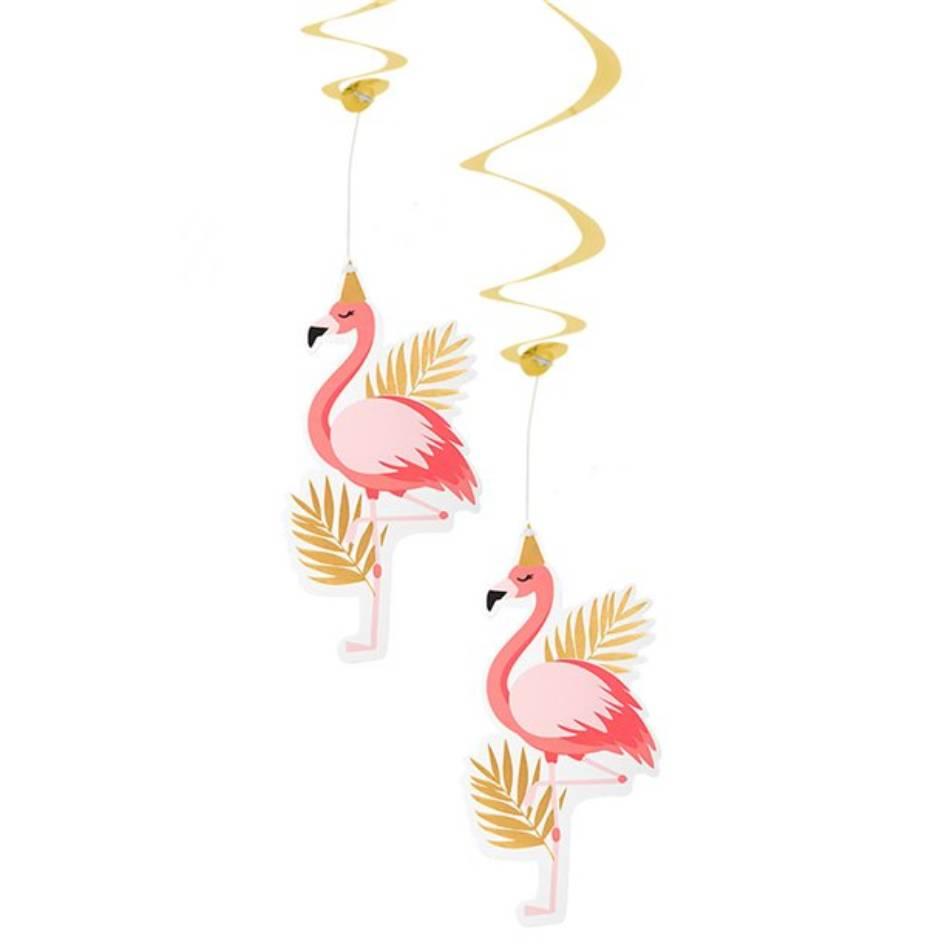 Hanging Flamingo Swirls pk2 85cm by Unique 52553 available here at Karnival Costumes online party shop