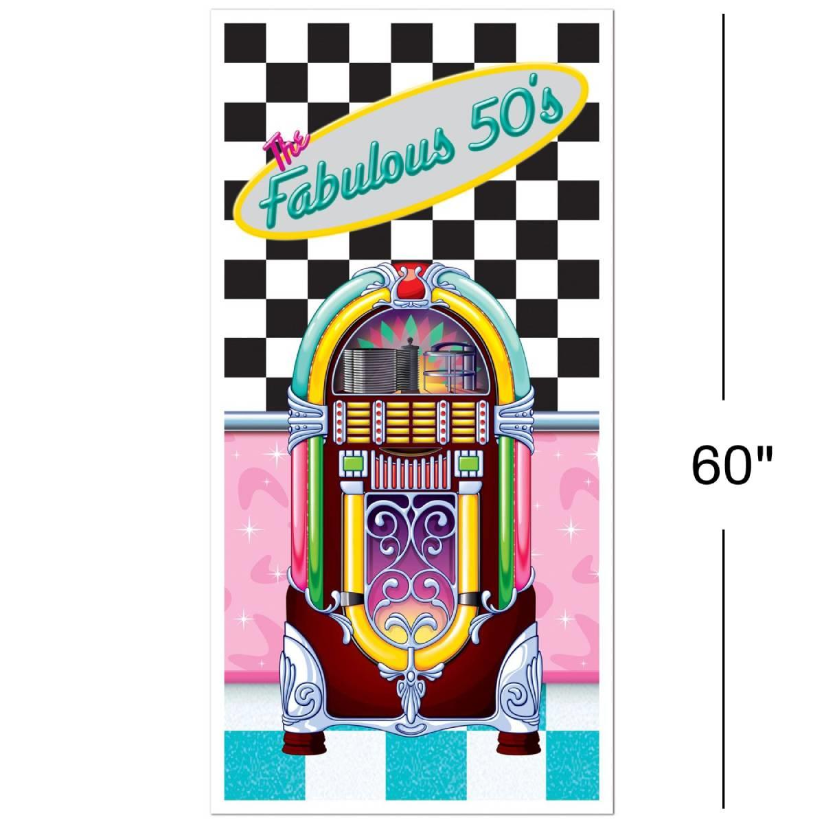 Fabulous 50s soda shop jukebox party door cover by Beistle 57088 available here at Karnival Costumes online party shop