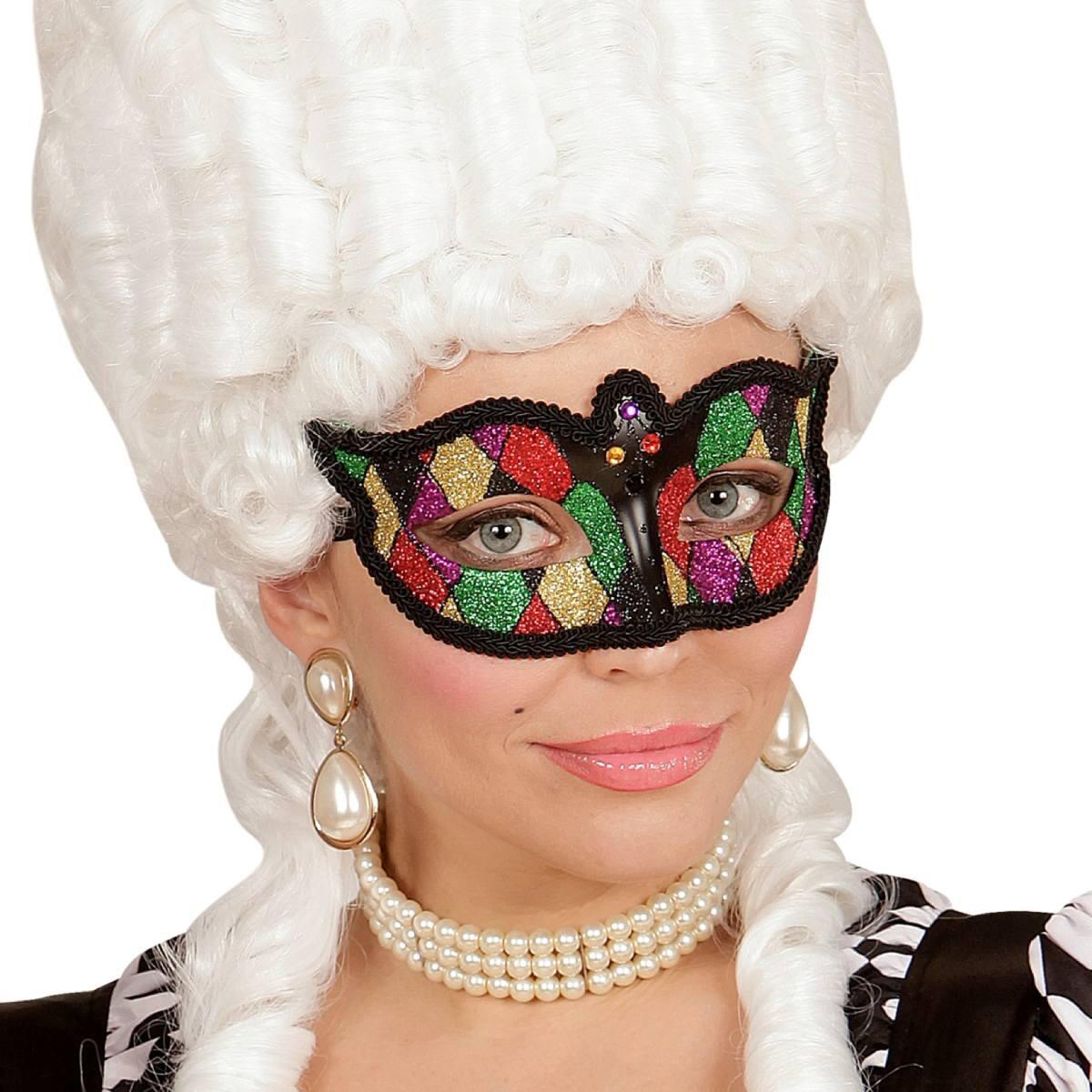 Adult's Glitter Harlequin Eyemask for Mardi Gras by Widmann 03601 and available here at Karnival Costumes online party shop