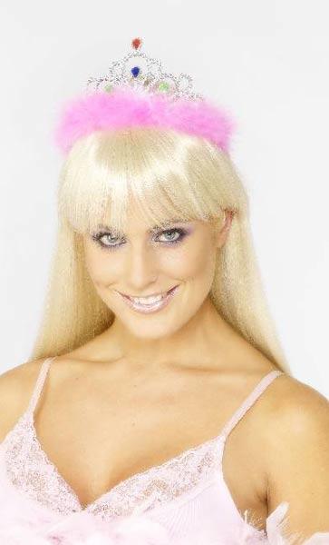 Silver Tiara with Pink Trim