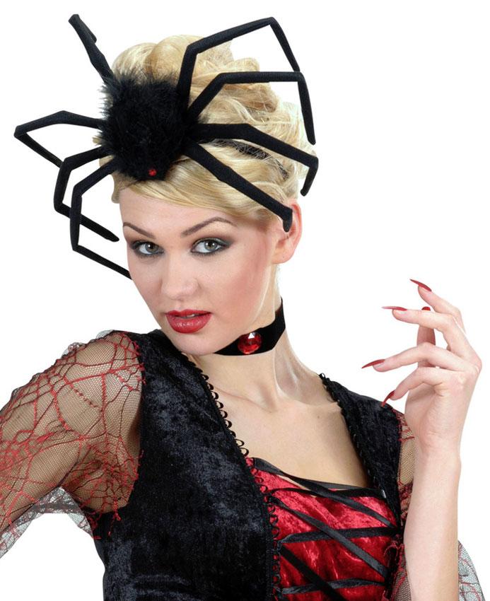 Cute and creepy Hairy Spider Headdress with bendable legs by Widmann 8262X available here at Karnival Costumes online party shop