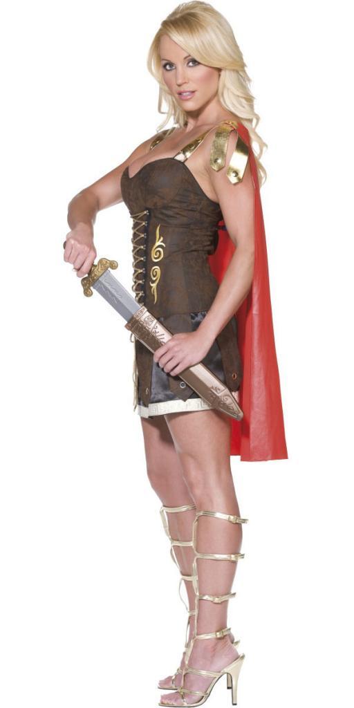Female Roman Gladiator Fancy Dress Costume Side View