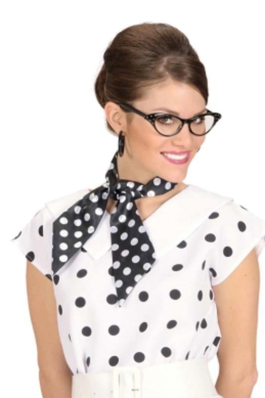 Silk Neck Scarf Black and White Dotted by Widmann 2645 available here at Karnival Costumes online party shop