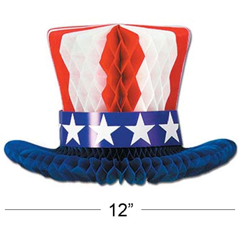 Honeycomb stars and stripes Uncle Sam patriotic centrepiece by Bestle 55990 available in the UK from Karnival Costumes