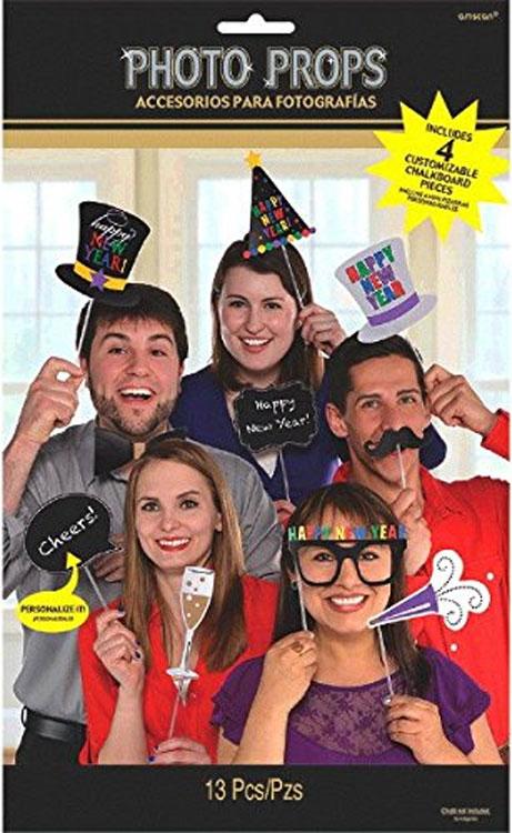 13 Pce New Year's Party Selfie and Photo Booth Kit by Amscan 396550 available here at Karnival Costumes online party shop