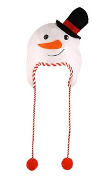 Christmas Character Hat with Pompoms - Snowman by Henbrandt W57052 available here at Karnival Costumes online Christmas party shop
