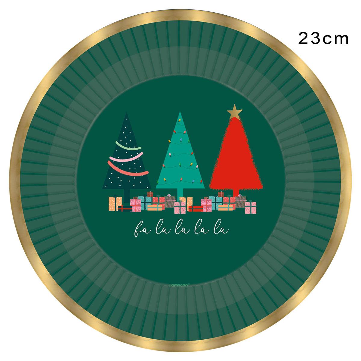 Traditional Christmas Foil Finish Paper Plates 23cm pk8 by Amscan 9908624 available here at Karnival Costumes online party shop