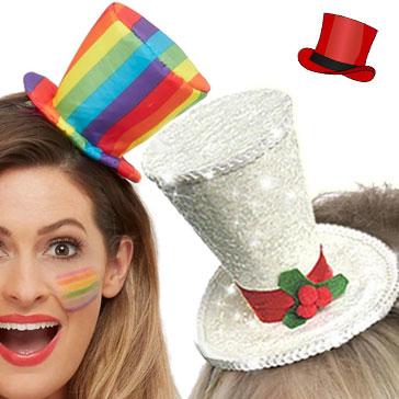 Mini Top Hats in a range of styles and for all occassions available here at Karnival Costumes online party shop