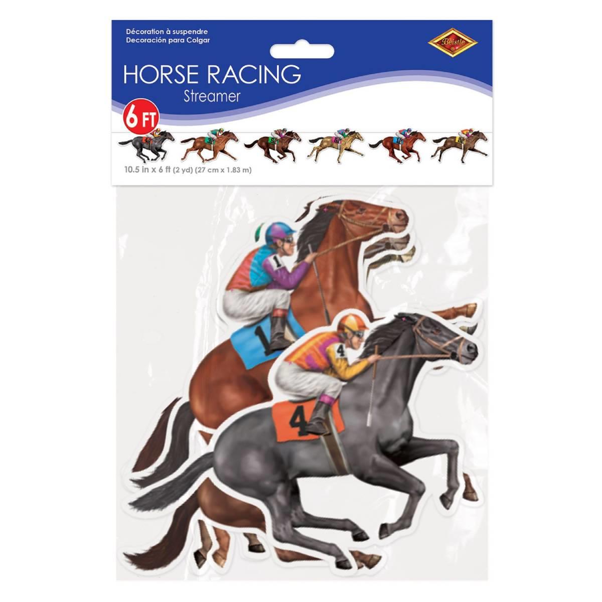 Packaging for our 6ft Horse Racing Streamer Banner by Beistle 59951 available ere at Karnival Costumes online party shop