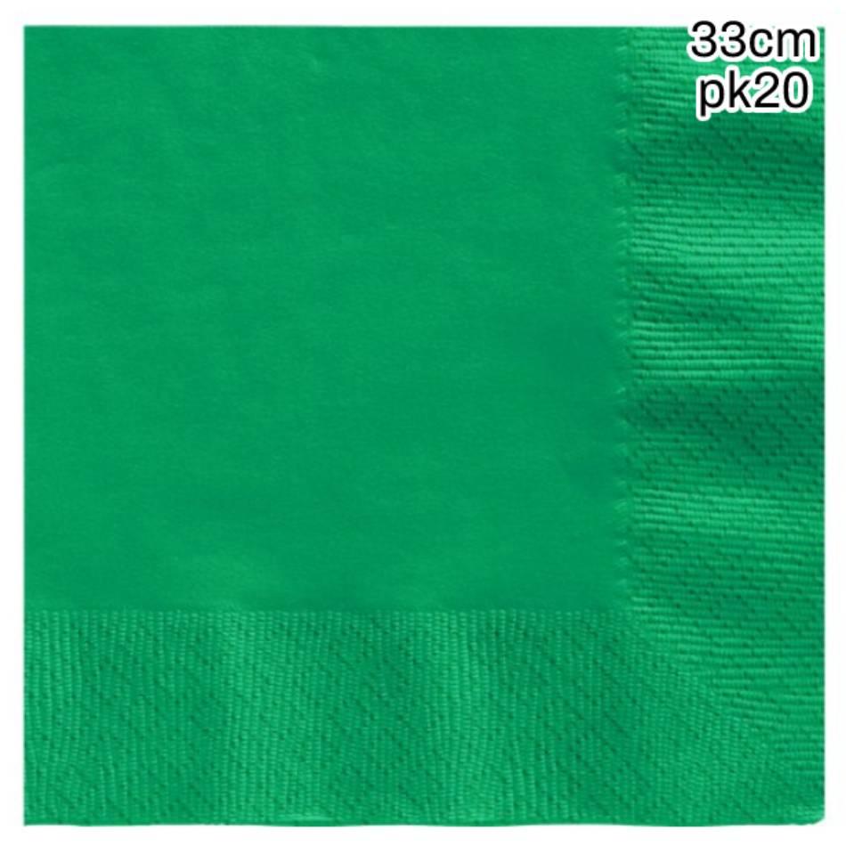 Pk20 Green Paper 2 ply Luncheon Napkins by Unique 31852 available here at Karnival Costume online party shop