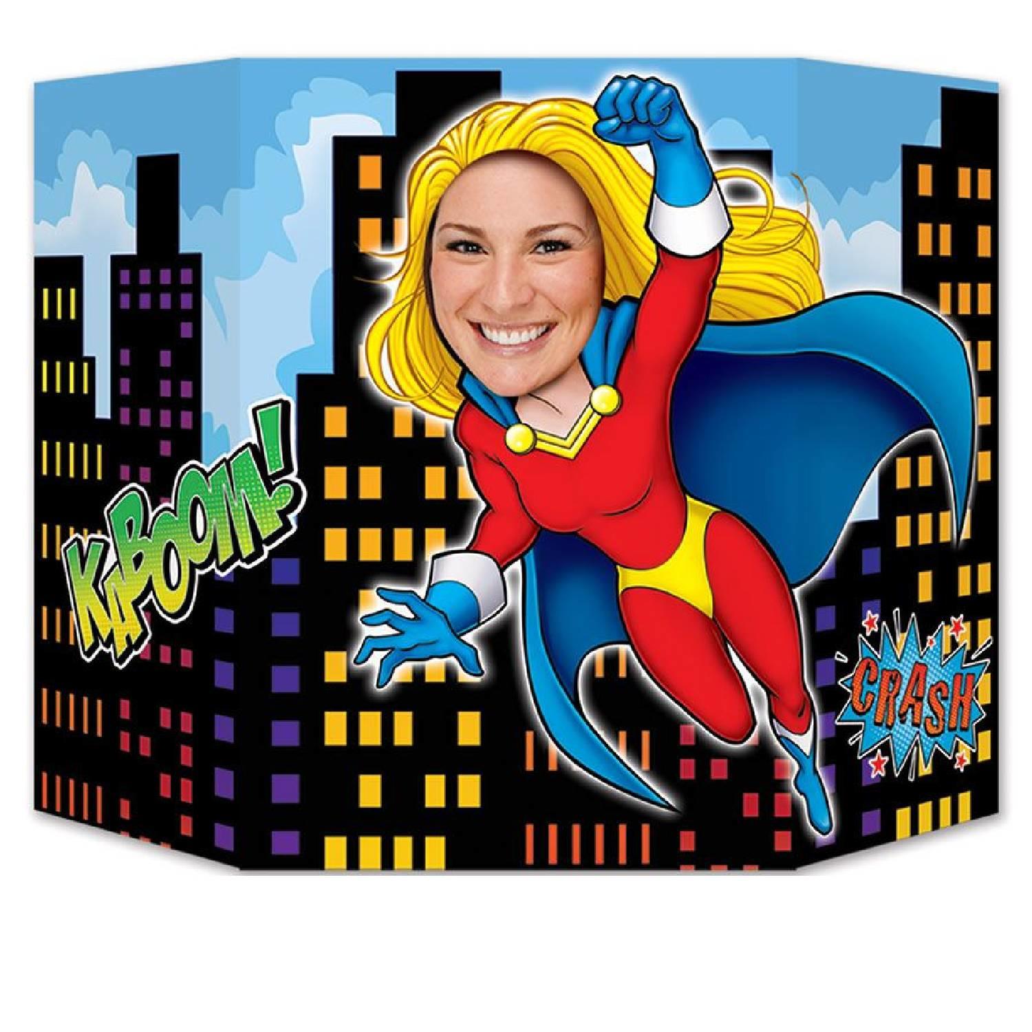 Create your own fun photo memories with this two sided Superhero Photo Prop for classic photobooth or selfies by Beistle 59886 available here at Karnival Costumes online party shop