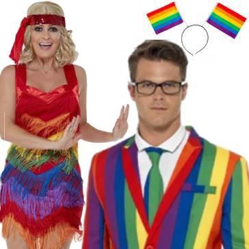 Rainbow Pride fancy dress costumes for men and women available here at Karnival Costumes online party shop