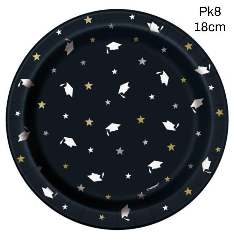 Pk8 18cm Stars and Cap Paper Dessert Plates by Unique 24874 available here at Karnival Costumes online party shop