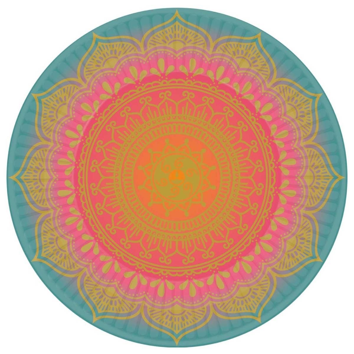 Design one from our pack of 8x Diwali Celebration 23cm Paper Plates in 3 Designs by Amscan 9914458 available here at Karnival Costumes online party shop