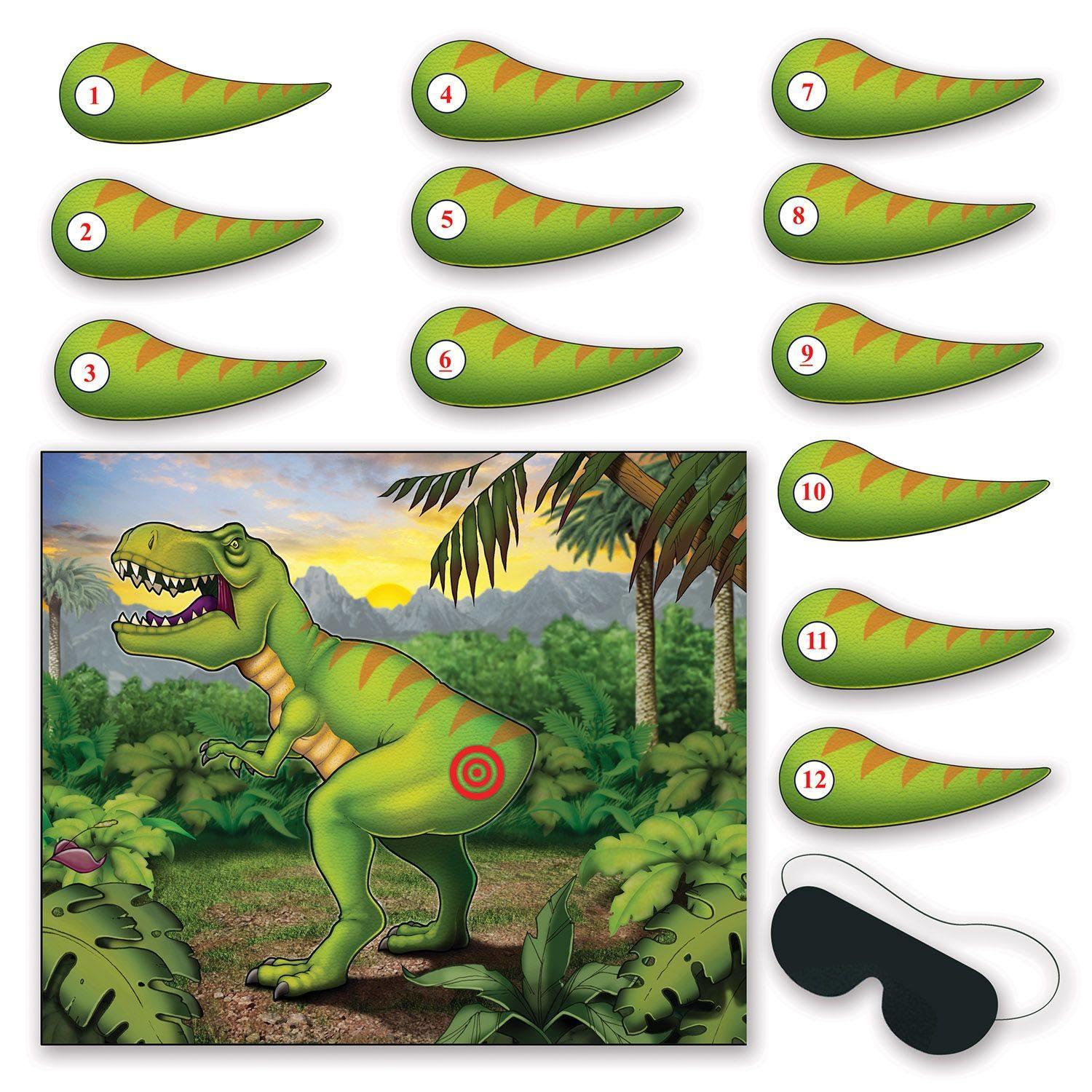 Pin the Tail on the Dinosaur Jurassic Park party game by Beistle 60856 available here at Karnival Costumes online party shop