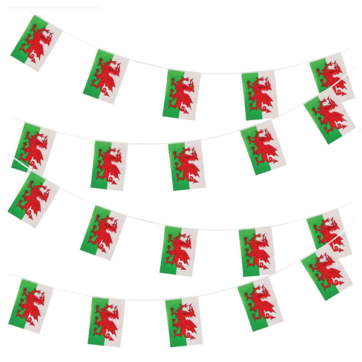 Welsh Bunting 10m with 20 Pennant Flags each 31x20cm by Wicked AC-9616 available here at Karnival Costumes online party shop