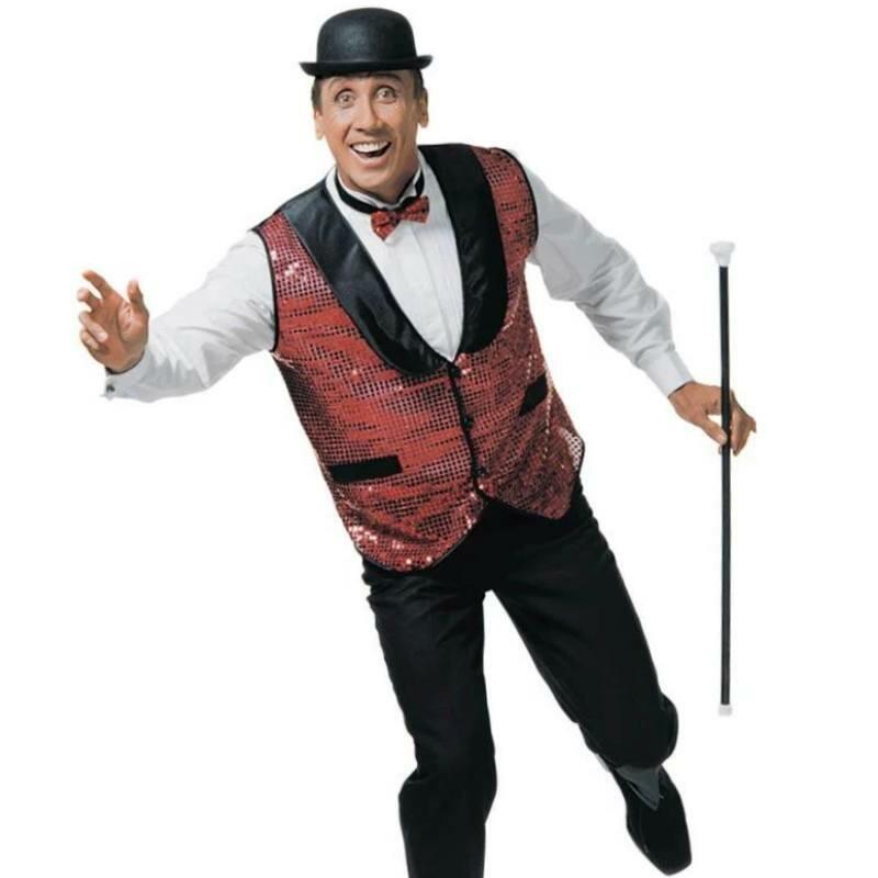 Red Sequin Showtime Waistcoat for men by Widmann 3488 / 3104 available here at Karnival Costumes online party shop