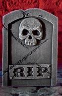 Gravestone with Skull and RIP - 38cm Halloween Props by Premier Decorations HO112776 available here at Karnival Costumes online Halloween party shop